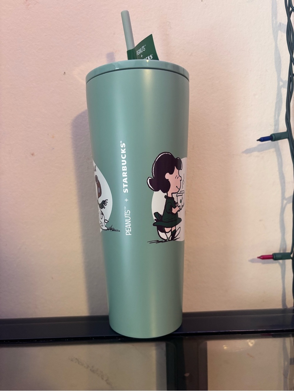 Green Stainless Travel Tumbler with Peanuts Graphic - Picture 2 of 4